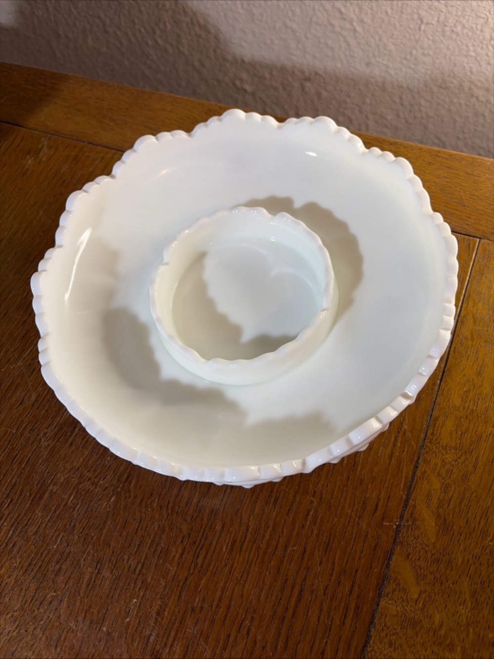 Vintage Fenton Hobnail White Milk Glass Ashtray, Chip Dip Bowl, Candle Holder 8"